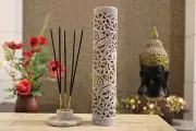 11-Inch Handcrafted Soapstone Hand Work Incense Holder Tea Light Candle Holder