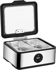 FQWYNMZ 5/8QT Electric Hot Plate Buffet Set, Party Food Warmers, Electric Buffets with Visible Lid, Stainless Steel Chafing Server (41x44x19cm/16x17x7i