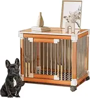 Stainless Steel Kennel Cages, Furniture Style Dog Crate, with Wheels Removable Tray for Easy Cleaning, Indoor use for Living Room, for Medium/Small Dogs(Size:XXL(100X71X74cm),Color:C)