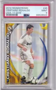 2010 Mundicromo No. 45 Cristiano Ronaldo League '11 Quiz PSA 9