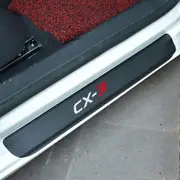 4pcs/set Carbon Fiber Vinyl Sticker Car Door Sill Protector Scuff Plate for CX-3 Car Accessories red