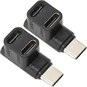 2pcs Type C Adapter for Switch SteamDeck, 90 Degree Angle Type C Male to Dual Type C Female Adapters, Right Angle 10Gbps 100W Charging Data 2 in 1 4K60Hz.