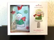 HALLMARK Miniature SNOW BUDDIES Tree Topper & Christmas Tree Skirt Set NEW