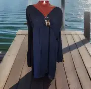 NWT CHARLOTTE RUSSE -PLUS SIZE 1X SHEER DRAWSTRING WAIST NAVY DRESS NEW
