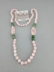 Judie Ingram Rose Quartz & jadeite NWT Necklaces & Earrings Jewelry