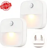 Motion Sensor Night Light Smart LED Plug-In Warm White 2 Pack Bedroom Bathroom