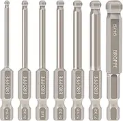 7pcs SAE Ball End Hex Screwdriver Bit Set Magnetic Ball Head Allen bits 5/64-5/16 Inch 1/4 Inch Hex Shank 65mm Length