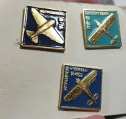 USSR Soviet Aircraft Airplane Lot Of 3 Pins Victory Day Russia WWII Planes