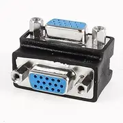 XYWHPGV VGA HD15 15-Pin Female to Female Right Angled Connector Adapter Black(b11c0 d140c 8f1b2 88364 fe8b1 356a8