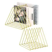 Triangle Desk Organizers Metal Wire Magazine Holder 7 Gold 7 Slot*2 Packs