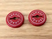 Takagi - Crank Caps - Red-Silver Font - old school bmx