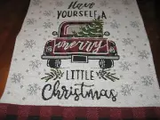 Red Truck Fabric Tapestry Table Runner Buffalo Check Plaid Farmhouse