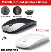 Slim 2.4 GHz Optical Wireless Mouse Pad Mice USB Receiver For Laptop PC Desktop