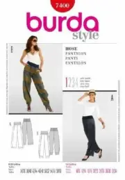 Burda Sewing Pattern 7400 Misses Harem Pants Size 8-34 Uncut