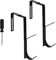 2pcs Adjustable Cubicle Wall Hanging Hooks, Metal Cubicle Door Coat Hooks Cubicle Hangers with a Cross Screwdriver Partition Hanger Set for Panels of 1.37-3.7in Thickness (Black)