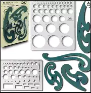 French Curve and Template Ruler Set(6 Pc), Stencils, Clear Drawing Template*