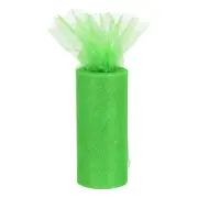 6" 25 Yards Glitter Tulle Ribbon Rolls Netting Fabric Lawn Green