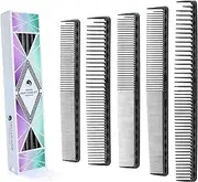 Vellen Hair Ultimate Cutting Comb for Men Women, Unbreakable PEI Material 430°F Heat Resistant Barber Styling combs for Hairdressers , Little combs fine teeth and extra wide tooth combs for Hair Stylist , 5-pack Different Sizes (Black)