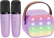 YLL Mini Karaoke Machine for Kids Adults, Portable Bluetooth Speaker with 2 Wireless Microphones,Toys Birthday Gifts for Girls Ages 4, 5, 6, 7, 8, 9, 10, 11, 12+ Years Old Toddler Teens (Purple)