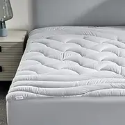 SLEEP ZONE Full Size Cooling Mattress Pad for Double Bed, Premium Zoned Quilted Mattress Topper, Wrap Around Mattress Protector Cover, Machine Wash Durable, Deep Pocket 8-21 inch, Silver Grey, Full