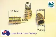 Qty 20 M5 Type E Wood Timber Threaded Insert Zinc Steel Alloy Inserts Allen Nuts