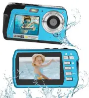 4K Waterproof Digital Camera, Underwater Camera 4K BLUE COLOR STYLE