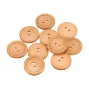 10pcs Wooden Sewing Button 25mm 2 Holes Round Craft Clothing Buttons, Beige