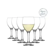 LAV 6 Piece Empire White Wine Glasses Set - Classic Glass Stemware Goblets - 245ml
