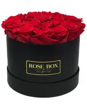 Rose Box NYC Medium Black Box with Red Flame Roses NoColor