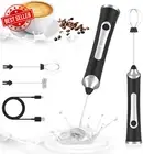 Milk Frother - Handheld Electric Whisk, USB Rechargeable, 3-Speed, 2 Whisks