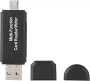 ASHATA Richer-R Portable Memory Card Reader, USB2.0 Multi-Function Card Reader Writer Memory & Micro Adapter, with Micro USB + USB 2.0 + MMC Slot + / Slot