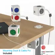 Allocacoc Powercube Power Cube Board With 2 USB 4 Outlet Extended 3M Surge Lock