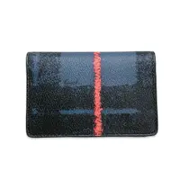 在飛比找PChome24h購物優惠-COACH 時尚手繪風格紋對開式短夾卡片夾 黑+藍色