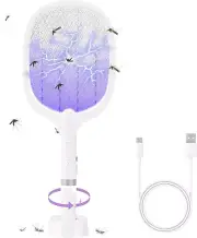 Electric Fly Swatter Rechargeable 4000V Bug Zapper Racket, 2-In-1 Detachable Bug