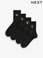 Hamish The Highland Cow Embroidered Motif Ankle Socks 4 Pack (C83582) | $23
