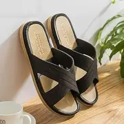 [XBCDX] Open Toe Slide Slippers Mens Slip On Beach Slider Shoe Men's Sandals and Slippers Summer Home Indoor Bathroom Bath Sandals Home Wear Anti-Slip Shoes Soft Sandals (Size : 43)