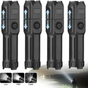 4PCS 990000LM LED Flashlight Rechargeable Zoomable Tactical Police Super Bright