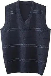 [Generic] Men's Casual Sweater Vest 2024 Fall Winter V Neck Knitted Sweater Slim Fit Soft Warm Sleeveless Pullover Vest