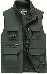 [AKTQL88] Men's Multi-Pocket Vest Outdoor Casual Fishing Gilet Sleeveless Photography Jacket Multifunctional Travel Vest