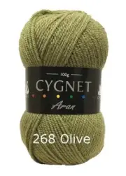 Cygnet Aran 268 Olive 100g Wool Yarn (EBAY CUSTOM LABEL: CYGNETARAN)