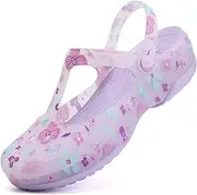 [EFTCAL] Women's Fine Printed Baotou Garden Clogs Shoes with Arch Support,Adjustable Heel Strap Slip on Non-Slip Thick Sole Jelly Beach Water Sandals
