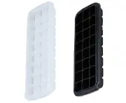 Ice Cube Trays, Ice Cube Molds with Lid,Ice Trays Stackable - Black+white