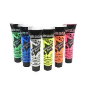 6 x 15ml UV Neon Fabric Paints With Free Blacklight