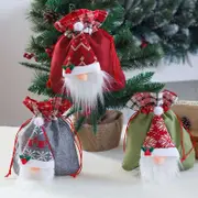 Faceless Nordic Gnome Christmas Gift Bag with Drawstring