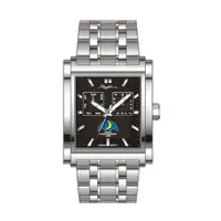 在飛比找PChome24h購物優惠-RHYTHM日本麗聲鐘 獨特方形氣質石英腕錶-黑/不鏽鋼錶帶