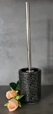 Small Cloud Crocodile Black Toilet Brush Stoneware in Crocodile Design