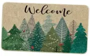 Welcome Winter Pines Tree Doormat Christmas Tree Snow Forest Door Mats Non