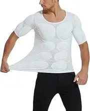 [BLEXX] Men Shaper False Muscle Chest T-Shirt Fake Shoulders Padded Underwear Realistic Compression T-Shirts