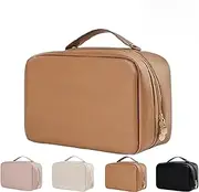 Set Patient Makeup Bag, Multi-Compartment Toiletry Cosmetics Bag, Travel Makeup Pouch For Women, Set Patient Travel Makeup Pouch, Water Resistant Versatile Makeup (Brown)