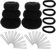 Gogogmee 2 Sets Hair Styling Set Shaped Hairpins and Donut Bun Makers High Elastic Hair Accessories for Women for Weddings and Parties